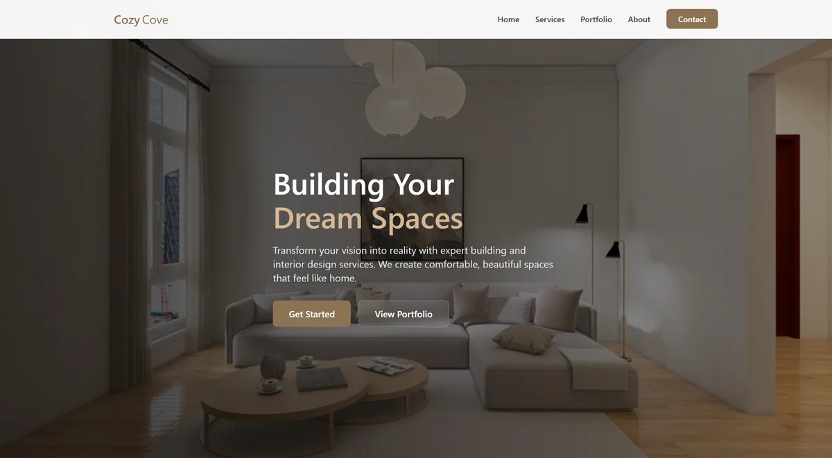 Cozy Cove homepage