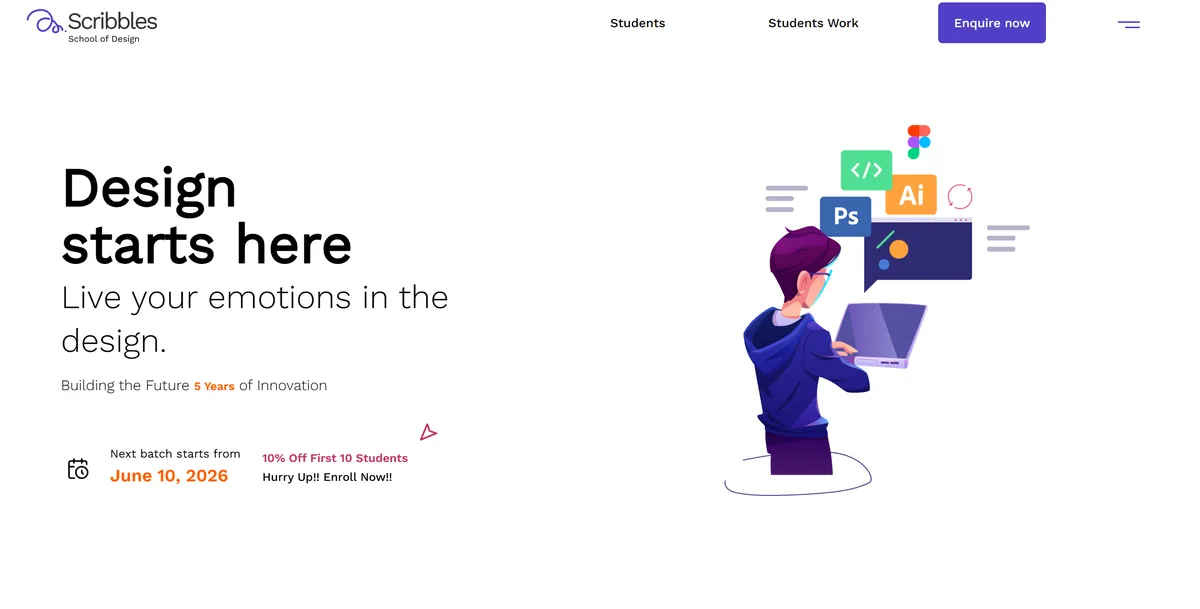 Scribbles School of Design homepage